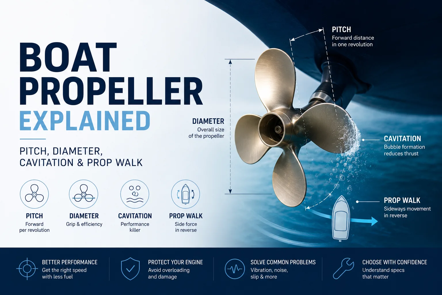 Boat Propeller Explained – Pitch, Diameter, Cavitation & Prop Walk