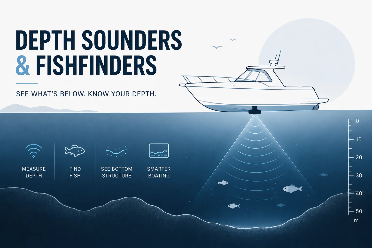 Depth Sounders & Fishfinders Explained: Sonar Physics, Transducers, Installation & Interactive Simulations