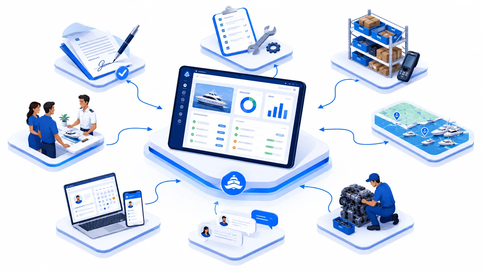 Digital inventory management for yacht charter spare parts