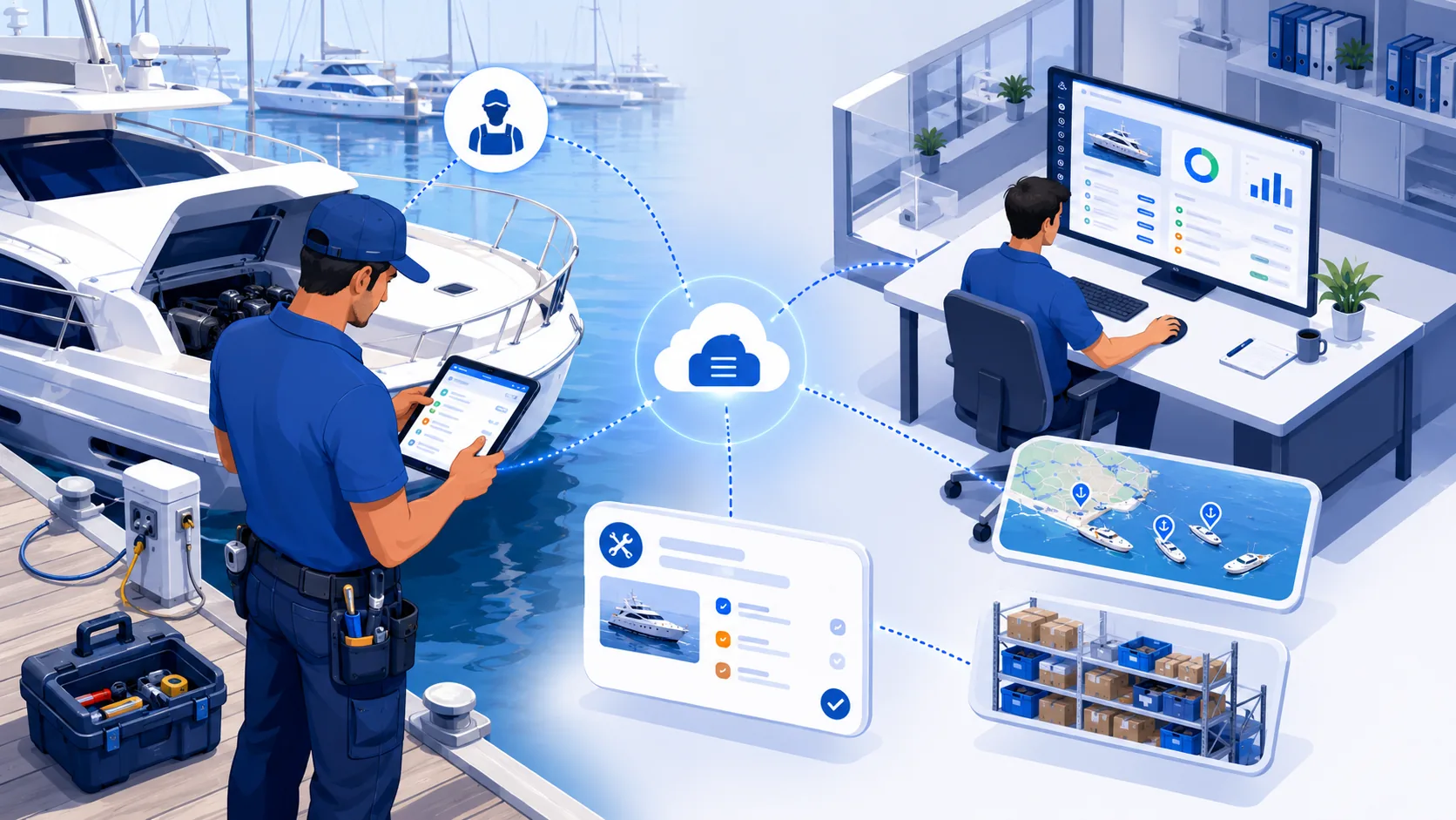 Fleet status dashboard for yacht charter directors