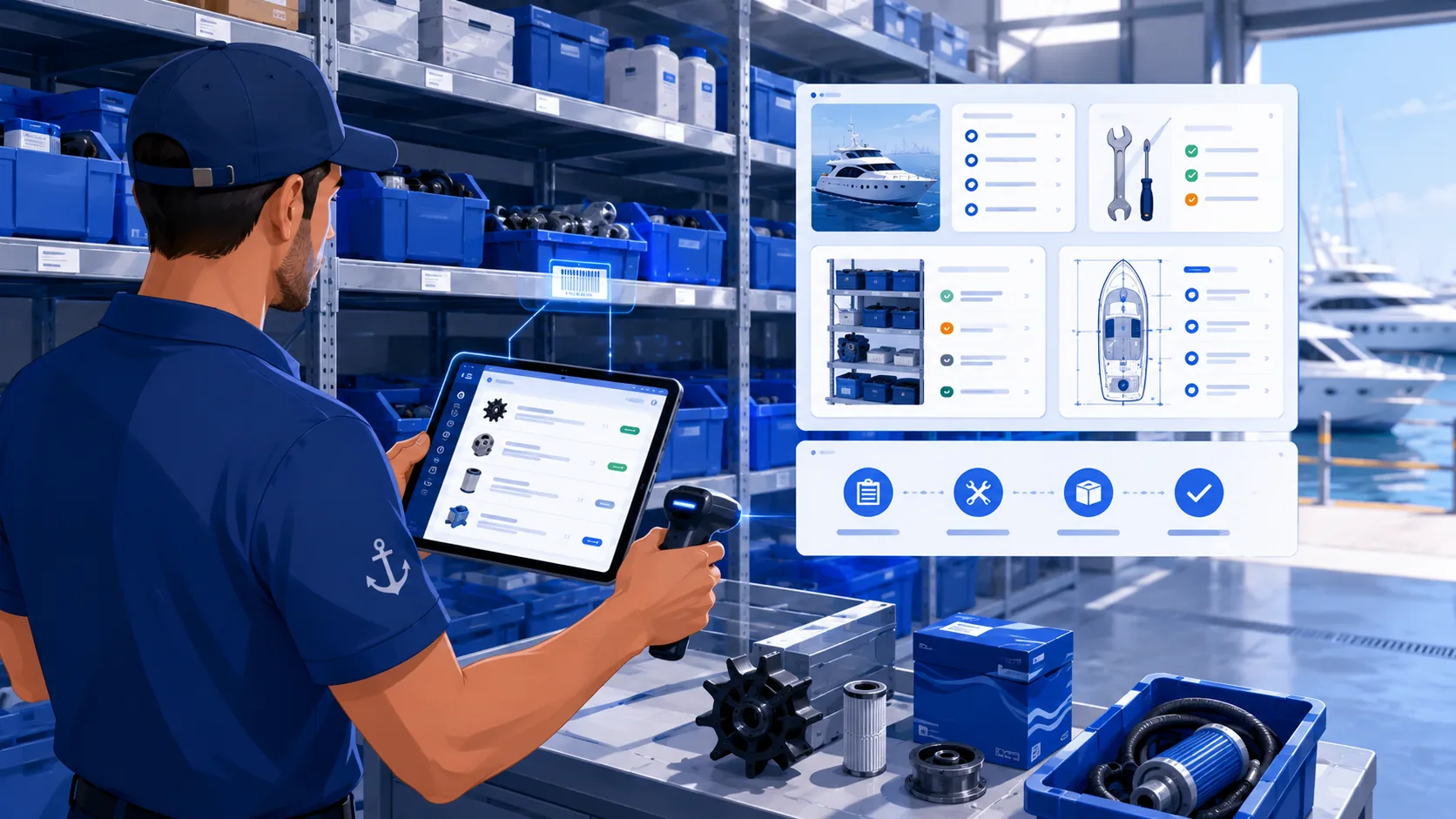 Before and after digital yacht charter operations workflow