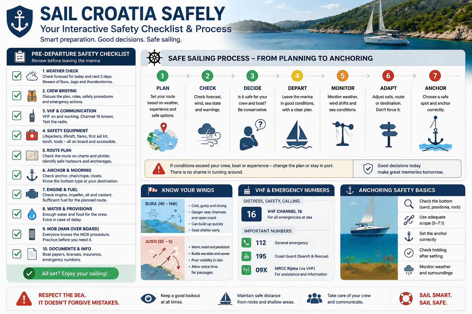 Safe sailing around Croatia and the Adriatic islands
