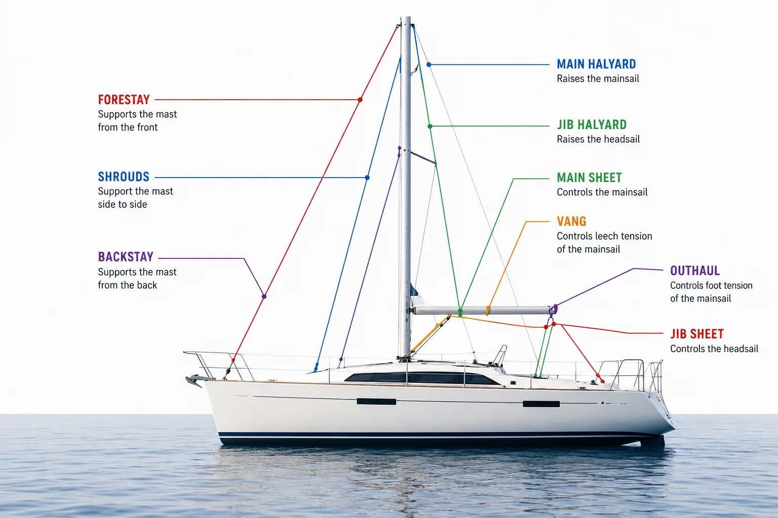 Sailboat Rigging Explained – Every Line & What It Does